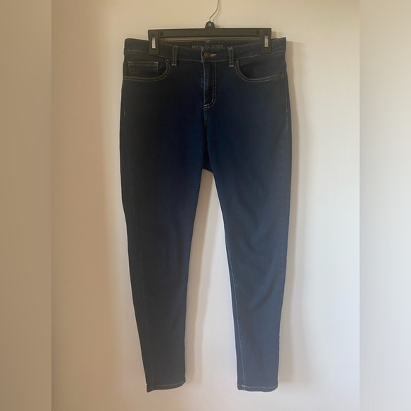 Micheal Kors Izzy Skinny Leg Mid-Rise Denim Dark Blue Jeans - Picture 2 of 9
